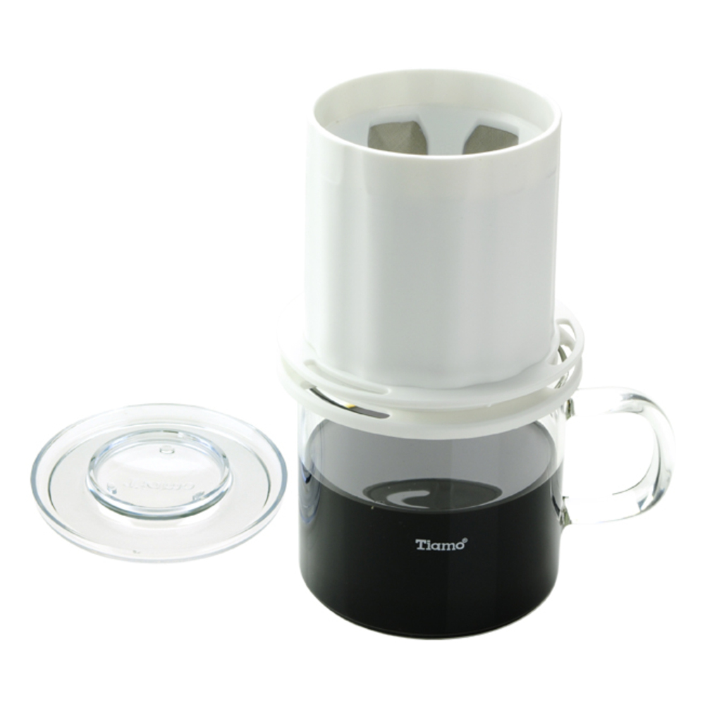 Tiamo UFO-180圓錐濾器獨享杯-白色320cc 免用濾紙  |塑質濾器 / 金屬濾網