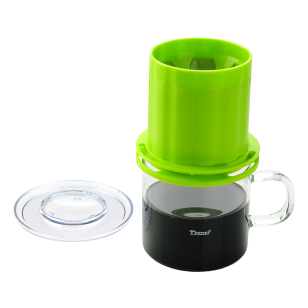 Tiamo UFO-180圓錐濾器獨享杯-翠綠色320cc 免用濾紙 1-2杯份  |塑質濾器 / 金屬濾網